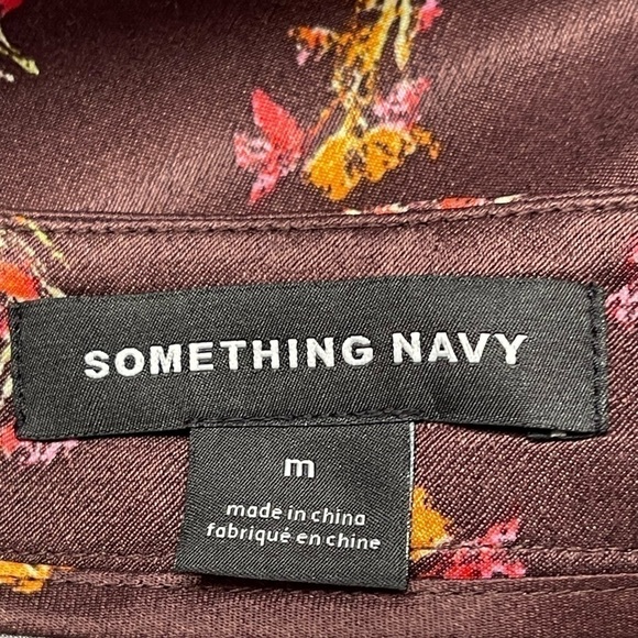Something Navy Midi Slip Brown Floral Multicolored Skirt. Sz M - Picture 6 of 9